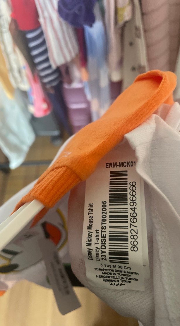 Beyaz Turuncu Mickey Baskılı Bebek Tişört - Görsel 5