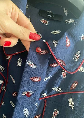 Lacivert Baskılı Uzun Kollu Kadın Elbise - Görsel 2