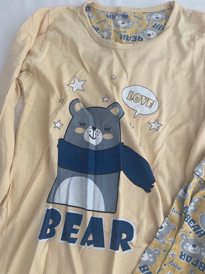 Sarı Ayı Desenli Pijama Takımı - Görsel 3