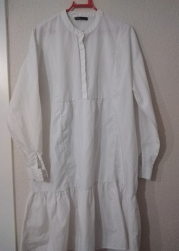 Beyaz Uzun Kollu Salaş Midi Keten Tunik - Görsel 6