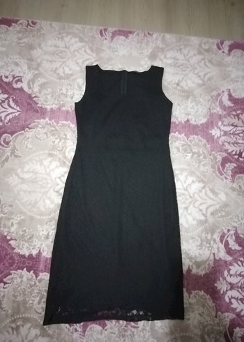 Dantel Detaylı Siyah Uzun Gösterişli Elbise tozlu marka L beden - Görsel 2