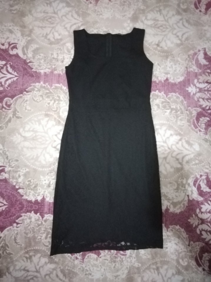 Dantel Detaylı Siyah Uzun Gösterişli Elbise tozlu marka L beden - Görsel 3