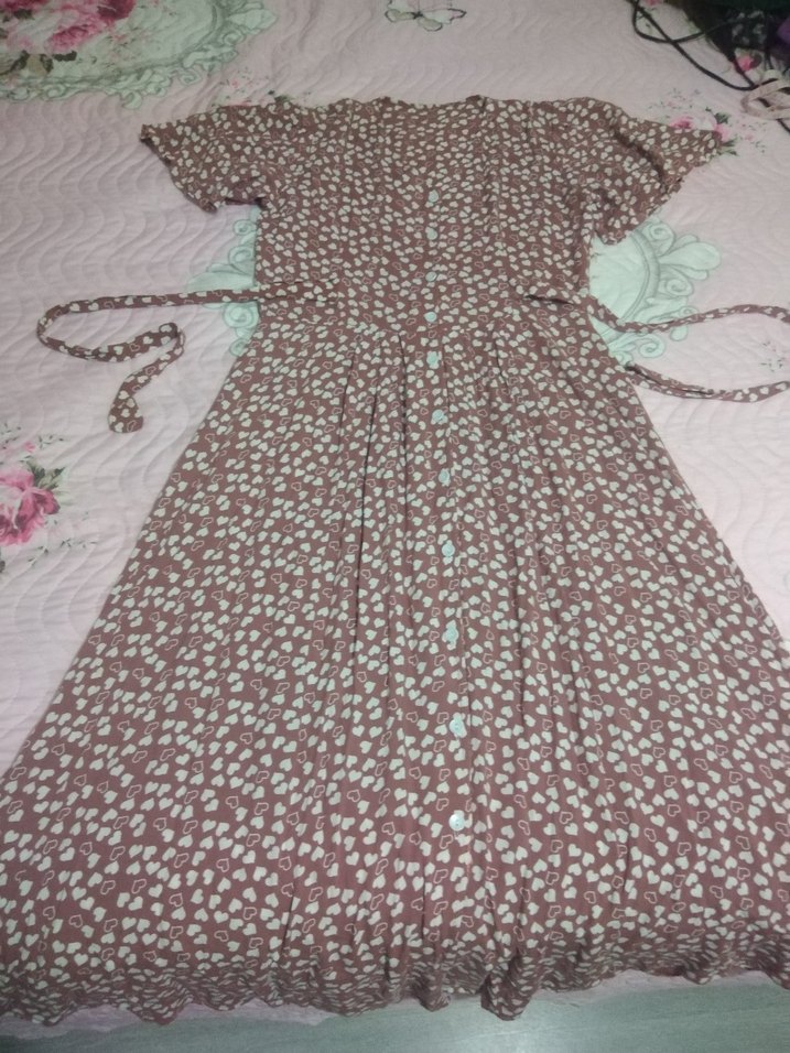 Bohem V Yaka Uzun Elbise - Görsel 2