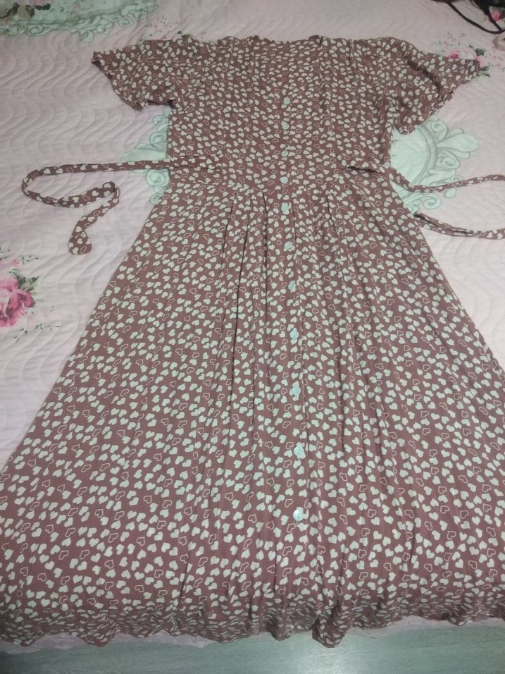 Bohem V Yaka Uzun Elbise - Görsel 5