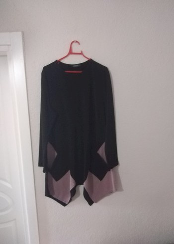 Drapeli Siyah Triko Kadın Tunik - Görsel 3