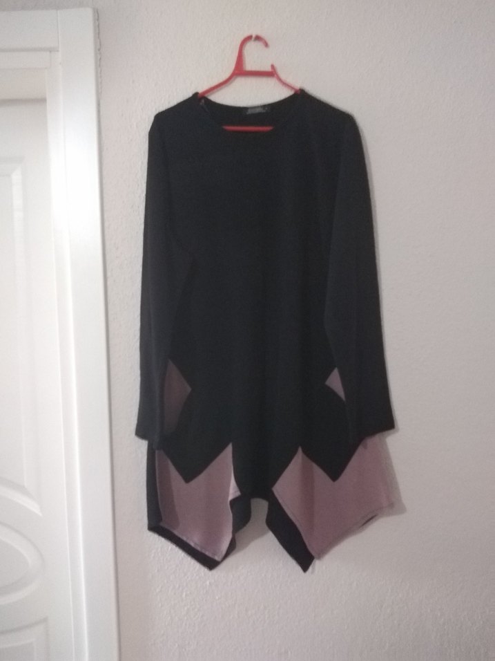 Drapeli Siyah Triko Kadın Tunik - Görsel 5