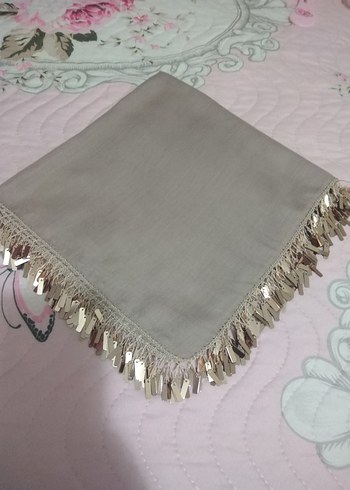 Bej renk pullu oyalı yazma Çeyizlik hediyelik - Görsel 2