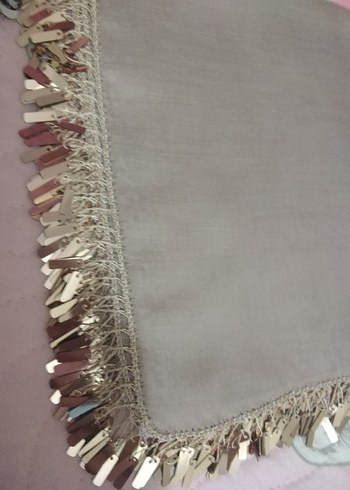 Bej renk pullu oyalı yazma Çeyizlik hediyelik - Görsel 4