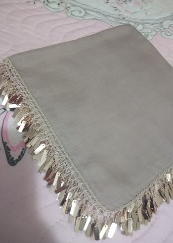 Bej renk pullu oyalı yazma Çeyizlik hediyelik - Görsel 7