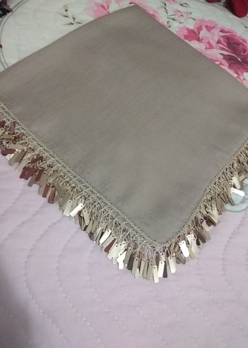 Bej renk pullu oyalı yazma Çeyizlik hediyelik - Görsel 5