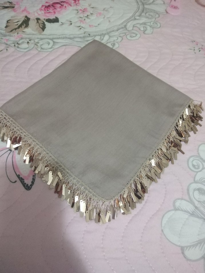 Bej renk pullu oyalı yazma Çeyizlik hediyelik - Görsel 2