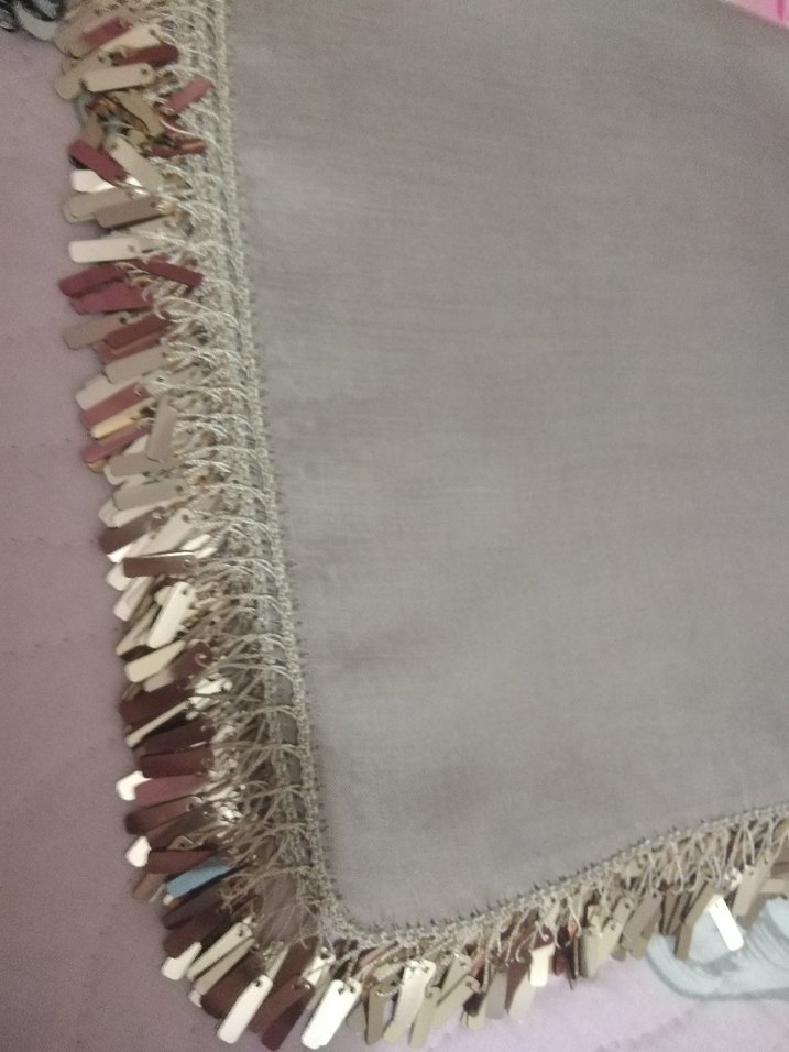 Bej renk pullu oyalı yazma Çeyizlik hediyelik - Görsel 4