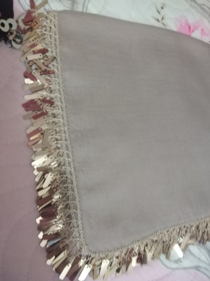 Bej renk pullu oyalı yazma Çeyizlik hediyelik - Görsel 3