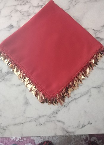 Kırmızı gold pullu oyalı yazma Çeyizlik hediyelik - Görsel 5