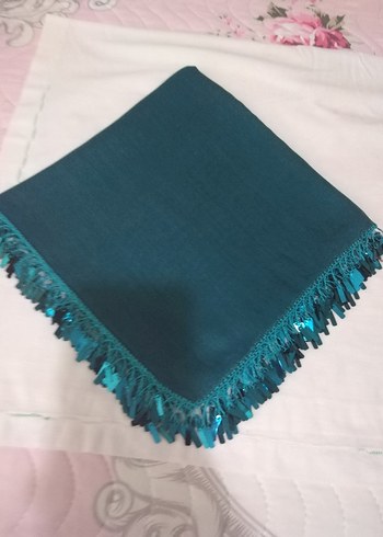 Turkuaz Kadın pullu oyalı yazma - Görsel 3