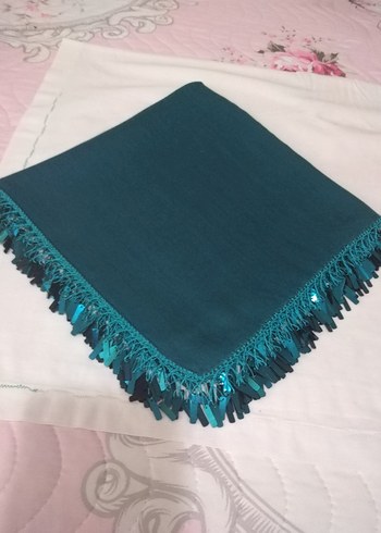 Turkuaz Kadın pullu oyalı yazma - Görsel 5