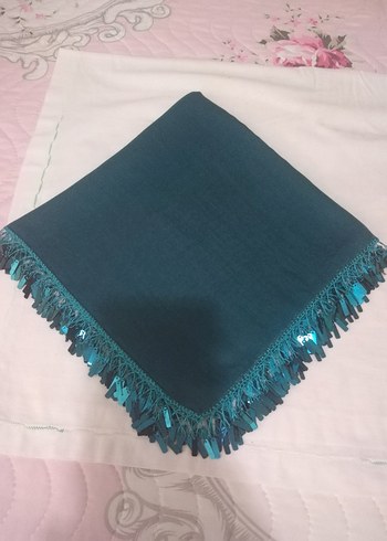 Turkuaz Kadın pullu oyalı yazma - Görsel 8