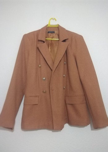 Camel renk Kadın Düğmeli Blazer Ceket - Görsel 2