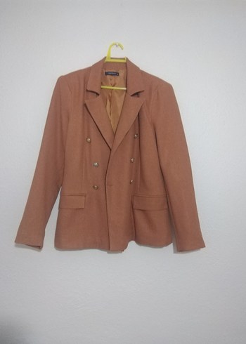 Camel renk Kadın Düğmeli Blazer Ceket - Görsel 3