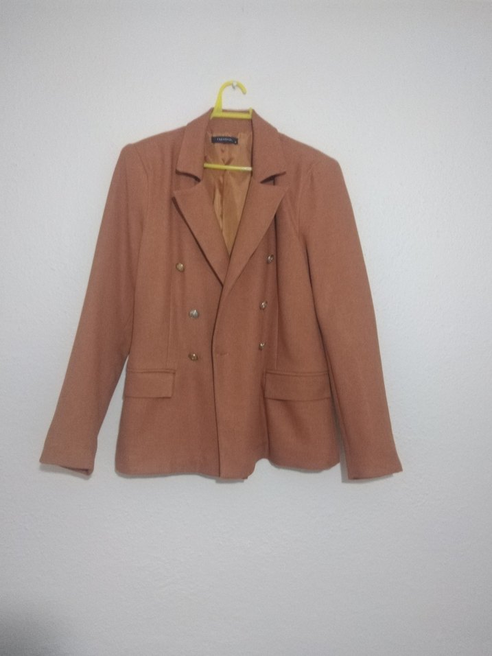 Camel renk Kadın  Düğmeli Blazer Ceket - Görsel 3