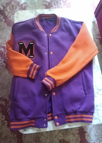 Mor Turuncu Düğmeli  Ceket mont 42 44 46 bedene rahat olur - Görsel 2