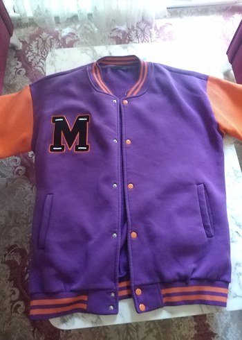 Mor Turuncu Düğmeli  Ceket mont 42 44 46 bedene rahat olur - Görsel 6