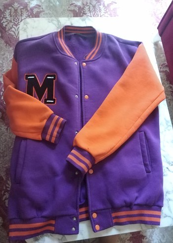 Mor Turuncu Düğmeli  Ceket mont 42 44 46 bedene rahat olur - Görsel 9