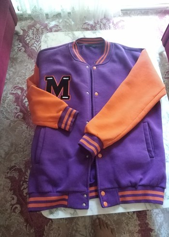Mor Turuncu Düğmeli  Ceket mont 42 44 46 bedene rahat olur - Görsel 5
