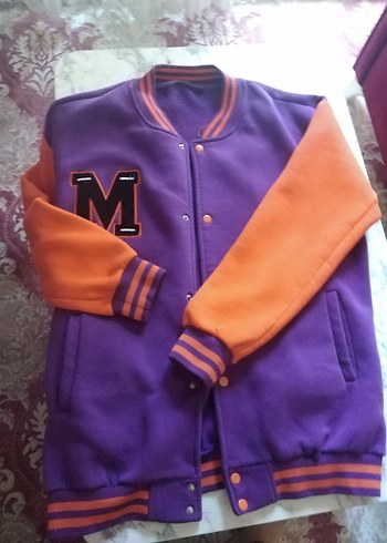 Mor Turuncu Düğmeli  Ceket mont 42 44 46 bedene rahat olur - Görsel 3
