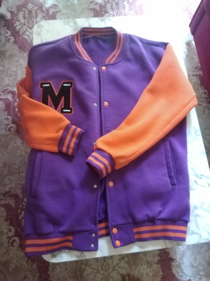 Mor Turuncu Düğmeli  Ceket mont 42 44 46 bedene rahat olur - Görsel 2