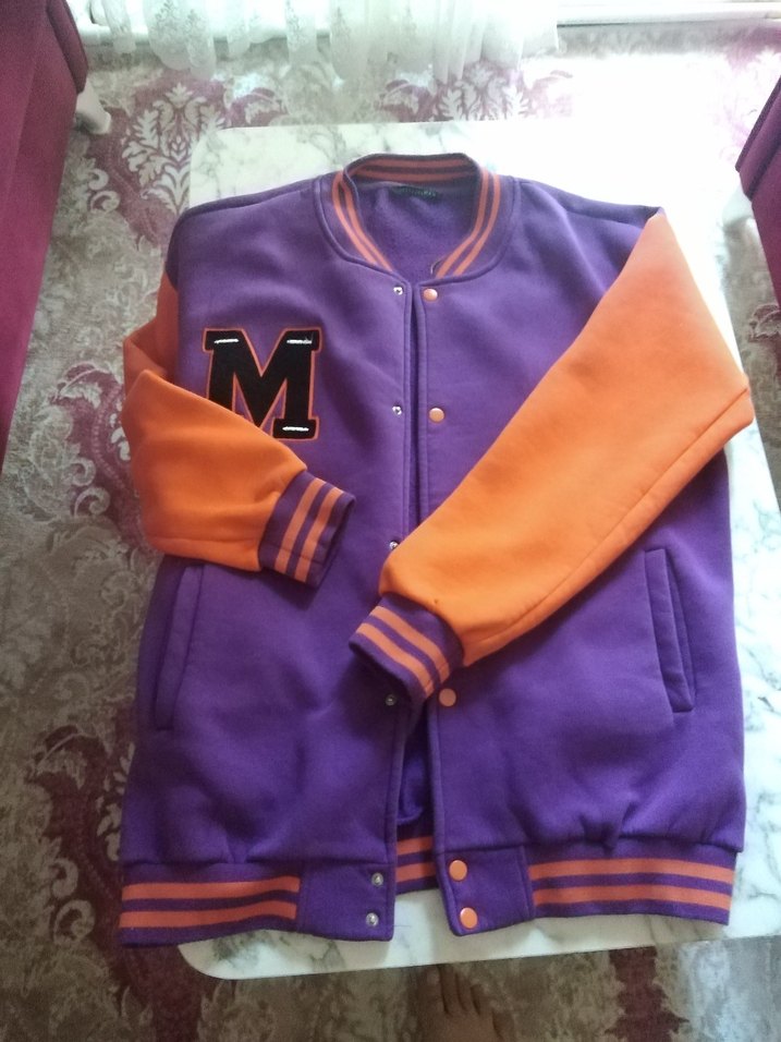 Mor Turuncu Düğmeli  Ceket mont 42 44 46 bedene rahat olur - Görsel 4