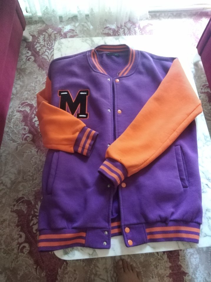 Mor Turuncu Düğmeli  Ceket mont 42 44 46 bedene rahat olur - Görsel 5