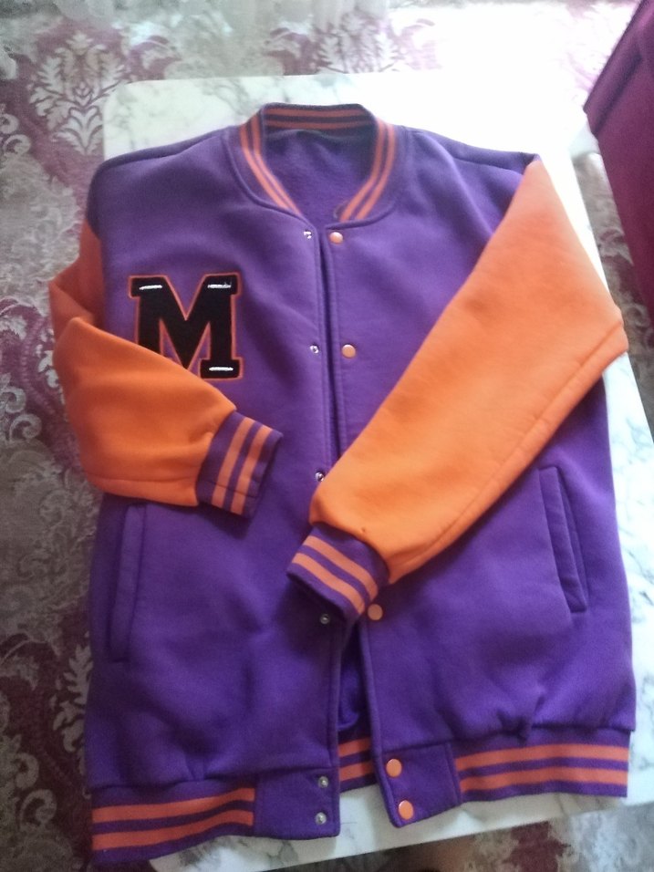 Mor Turuncu Düğmeli  Ceket mont 42 44 46 bedene rahat olur - Görsel 3