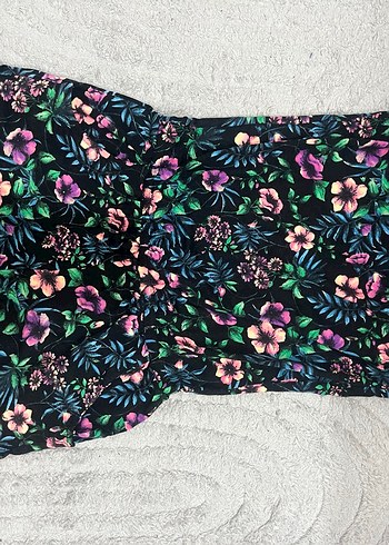 Diğer Çiçek Desenli Straplez Mini Tulum