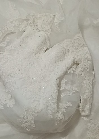 V Yaka Strappy Klasik Prenses Gelinlik - Görsel 7