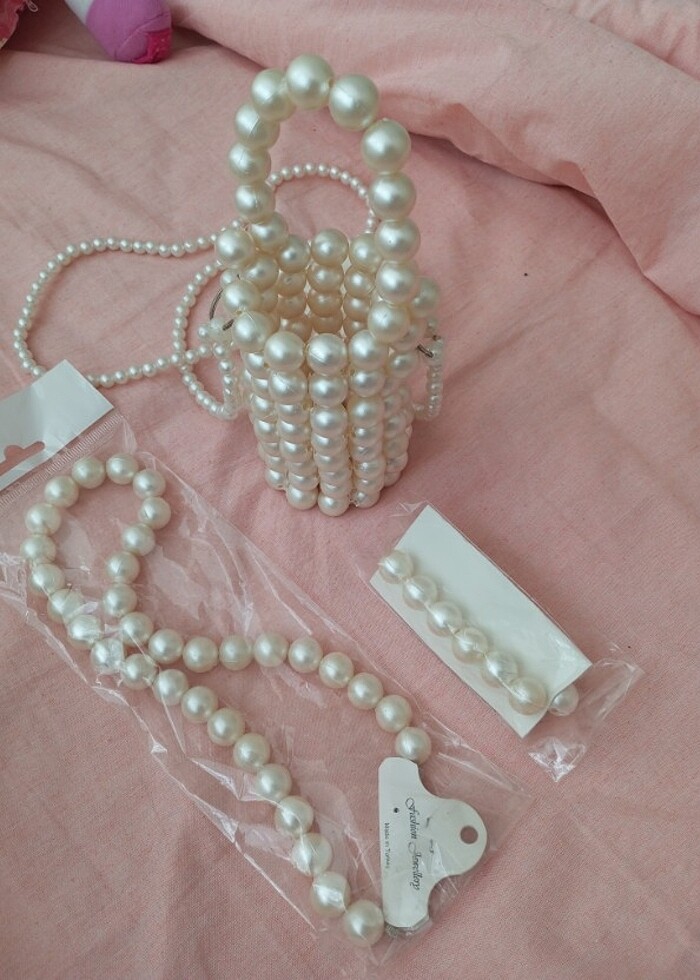 İnci boncuk çanta  - Görsel 4