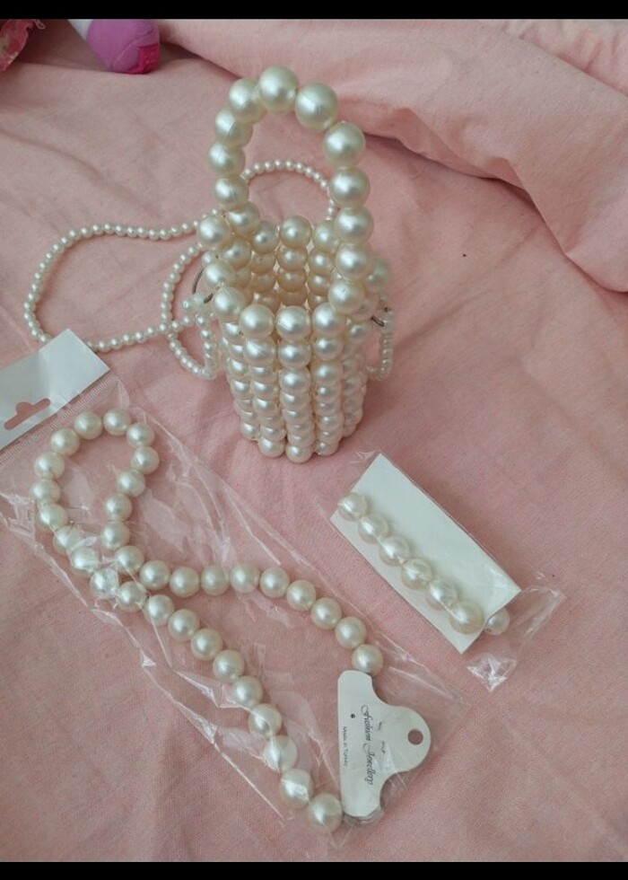 İnci boncuk çanta  - Görsel 2