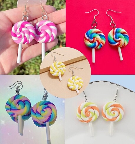 Renkli lolipop küpeler