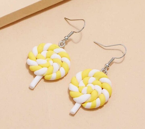 Diğer Sarı lolipop küpe