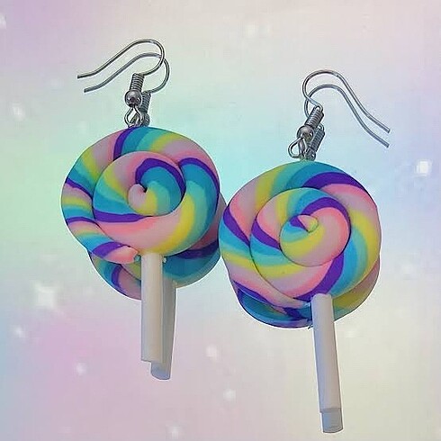 Pastel renkli lolipop küpe
