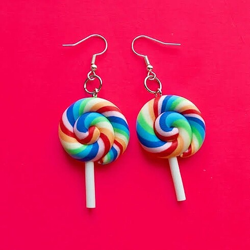 Renkli lolipop küpe