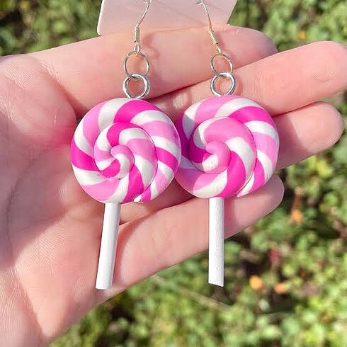 pembe lolipop küpe