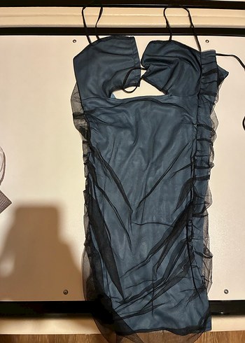 İnce Askılı Lacivert Mini Elbise - Görsel 3