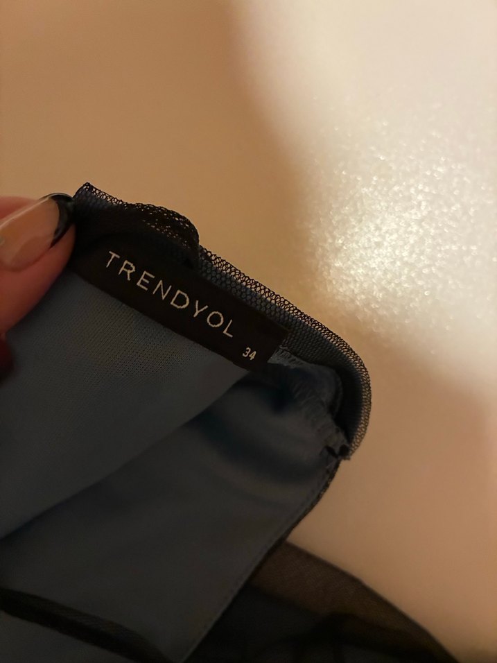 İnce Askılı Lacivert Mini Elbise - Görsel 4