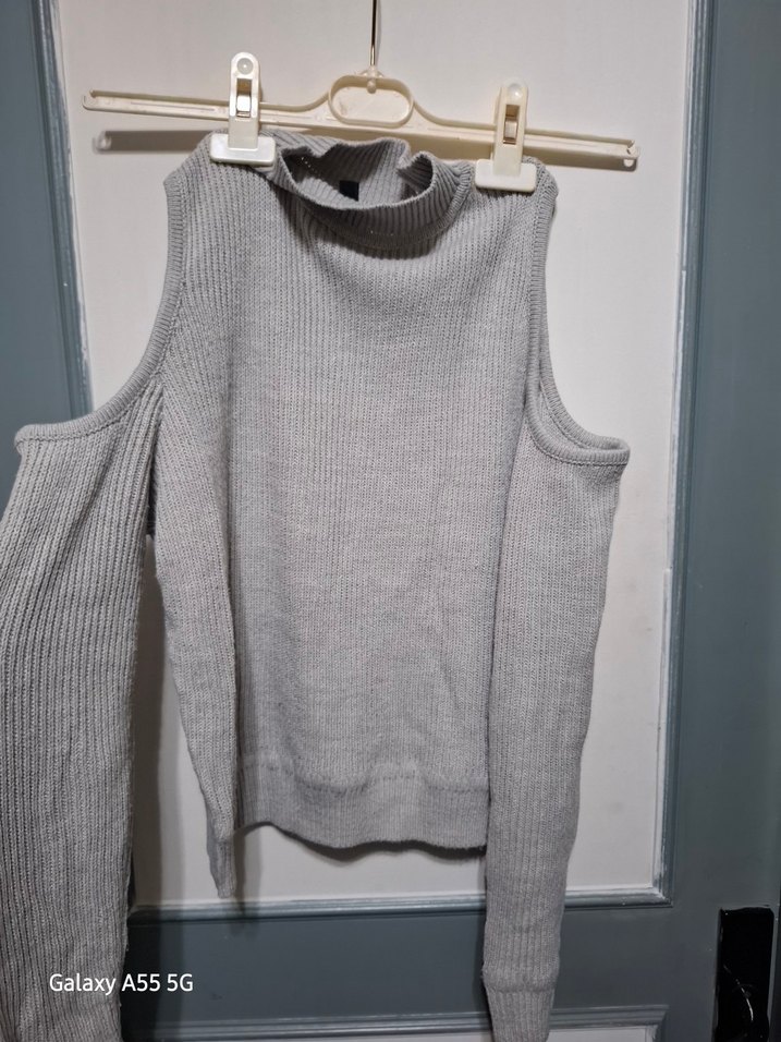 Kadın Gri Yüksek Yaka Triko - Görsel 2