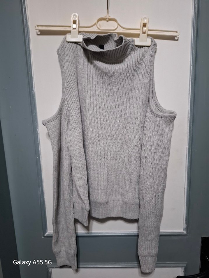 Kadın Gri Yüksek Yaka Triko - Görsel 3