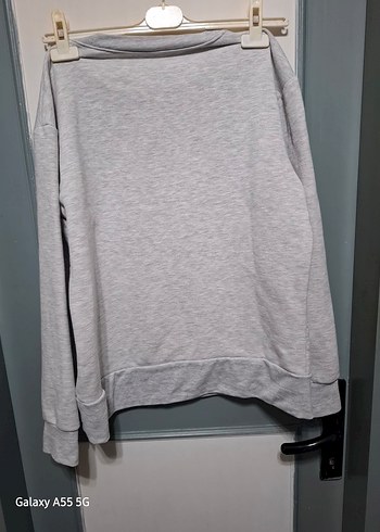 Gri Bisiklet Yaka Sweatshirt - Görsel 3