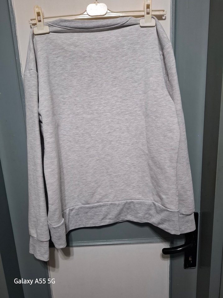 Gri Bisiklet Yaka Sweatshirt - Görsel 3