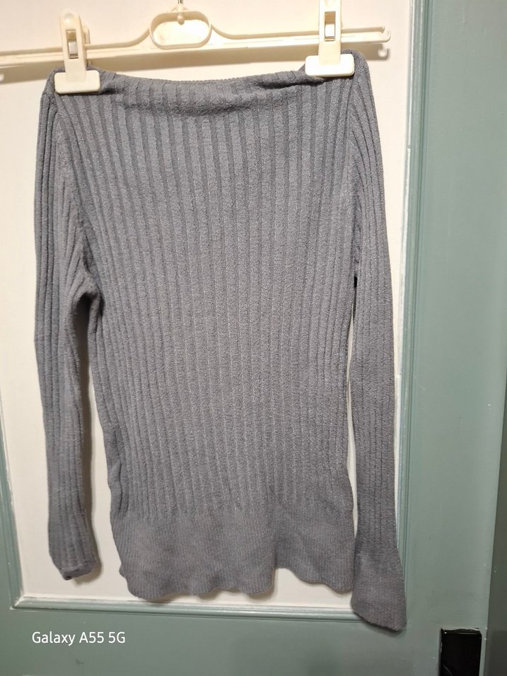 Gri Kadın Boğazlı Triko Kazak - Görsel 3