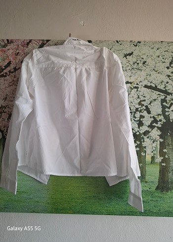 Düğmeli Beyaz  Kadın Gömlek - Görsel 2